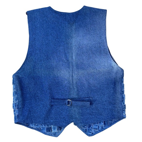 Armani Jeans Mens Denim Vest All Cotton Faded Blue Jean Basket Weave VTG EUC - Picture 3 of 7